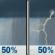 Saturday: A chance of rain showers before 1pm, then a chance of showers and thunderstorms. Mostly cloudy, with a high near 75. South southeast wind around 5 mph. Chance of precipitation is 50%. Saturday: Chance Rain Showers